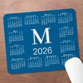 Blue and White Monogram 2026 Calendar Muismat