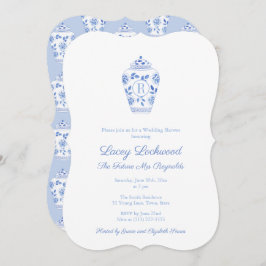 Blue and White Monogram Future Mrs. Vrijgezellenfe Kaart