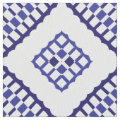 Blue and White Mosaic Geometric Azure Pattern Stof (Close Up)