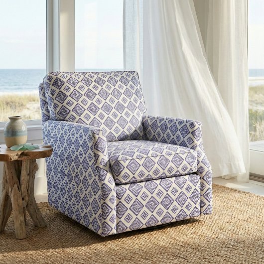 Blue and White Mosaic Geometric Azure Pattern Stof