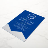 Blue and White Mountain Sun Wedding Folie Uitnodiging (Gedraaid)