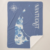 Blue and White Nantucket Sherpa Blanket Deken (Voorkant)