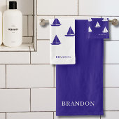 Blue and White Nautical Bad Handdoek