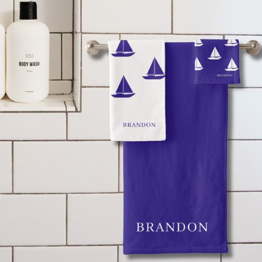 Blue and White Nautical Bad Handdoek