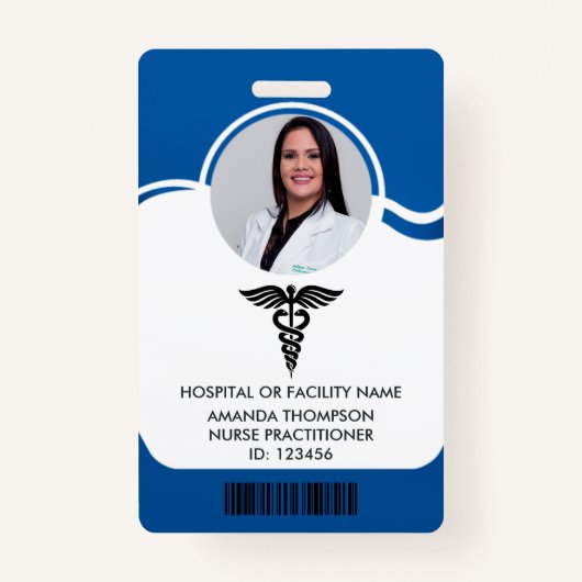 Blue and White Nurse Photo ID Badge (Voorkant)