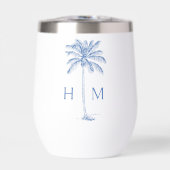 Blue and White Palm Palmetto Tree Monogram (Voorkant)