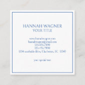 Blue and White Palm Palmetto Tree Monogram Vierkante Visitekaartje (Achterkant)