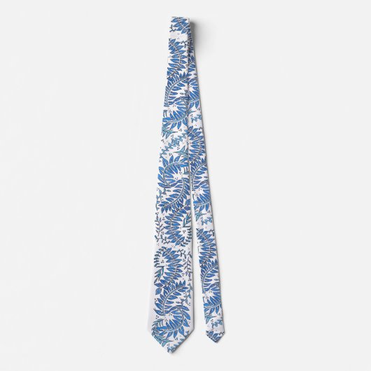 Blue and White Patterned Necktie Stropdas (Voorkant)