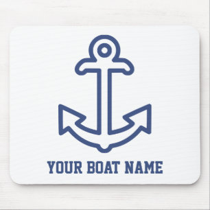 Blue and White Personalized Boat Anchor Muismat