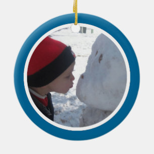 Blue and White Photo Lijst - Two Sided Keramisch Ornament