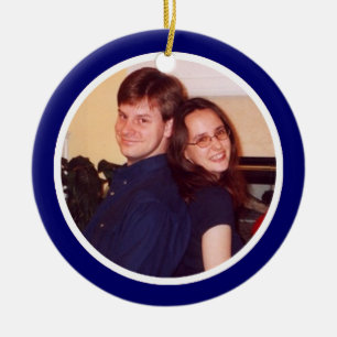 Blue and White Photo Lijst - Two Sided Keramisch Ornament