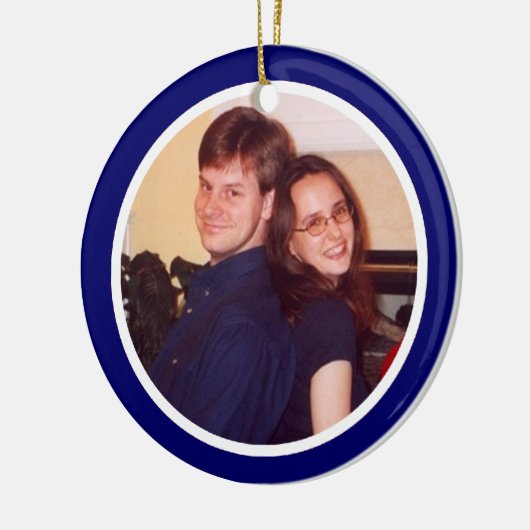 Blue and White Photo Lijst - Two Sided Keramisch Ornament (Links)