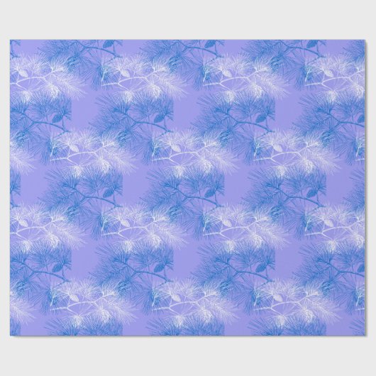 Blue and White Pine Holiday Pattern Cadeaupapier (Vlak)