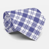Blue And White Plaid  Stropdas (Opgerold)