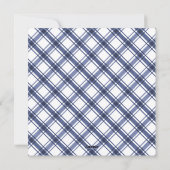 Blue and White Plaid Vakantie Kaart (Achterkant)