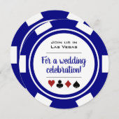 Blue and White Poker Chip casino Wedding Kaart (Voorkant / Achterkant)