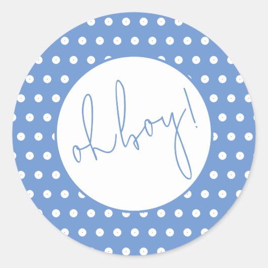 Blue and White Polka Dot Boy Baby shower Sticker (Voorkant)