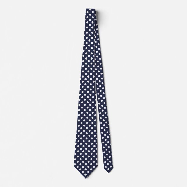 Blue and White Polka Dot Pattern Men's Tie Stropdas (Voorkant)