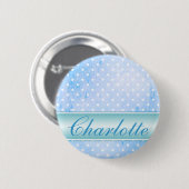 Blue and White Polka Dot Personalized Ronde Button 5,7 Cm (Voorkant /achterkant)