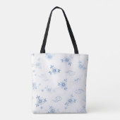 Blue and White Porcelain Floral Pattern Tote Bag (Achterkant)