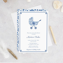 Blue and White Pram Chinoiserie Chic Baby shower