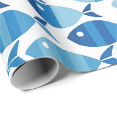 Blue and White Preppy Coastal Fish Cadeaupapier (Rol Hoek)