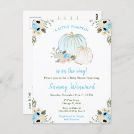 Blue and White Pumpkins Baby shower Briefkaart