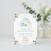 Blue and White Pumpkins Baby shower Briefkaart (Staand voorkant)
