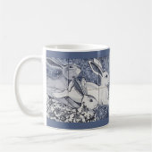 Blue and White Rabbit Tegel Chinoiserie Bunny Art Koffiemok (Links)