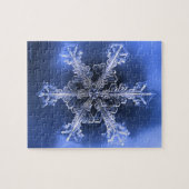 Blue and White Real Snowflake Hard Jigzaag Puzzle Legpuzzel (Horizontaal)