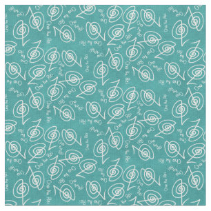 Blue and White Reiki Cho Ku Rei Pattern Stof