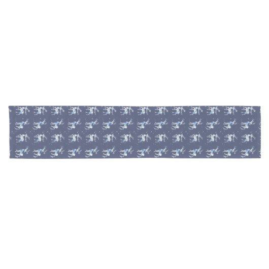 Blue and White Reindeer Table Runner Korte Tafelloper (Horizontaal)