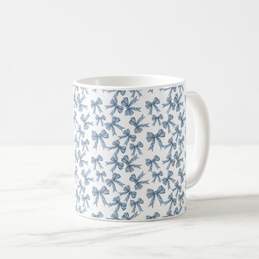Blue and White Ribbon Pattern Custom Quote Koffiemok (Voorkant rechts)
