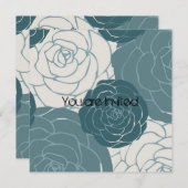 Blue and White Roses Baby shower Kaart (Voorkant / Achterkant)