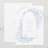 Blue And White Save The Date Kaart (Voorkant / Achterkant)