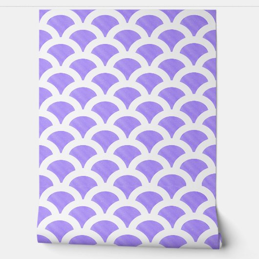 Blue and White Scallop Wallpaper Behang (Afrollen)