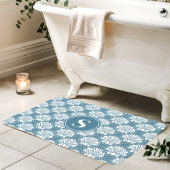 Blue and White Seashell Kustmonogram Badmat