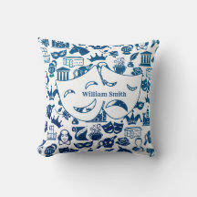 Blue and White Shakespeare Lover Pillow