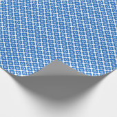 Blue and white simple floral pattern retro  floral cadeaupapier (Hoek)