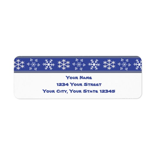 Blue and White Snowflake Address Label #HolidayZ (Voorkant)
