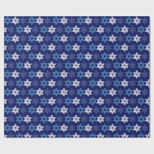 Blue and White Snowflake Pattern Wrapping Paper Cadeaupapier (Vlak)