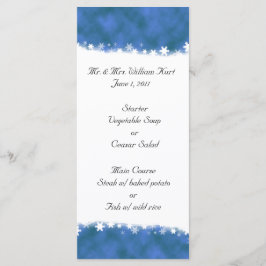 Blue and White Snowflake Receptie Menu
