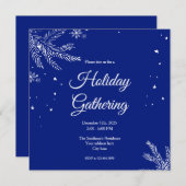 Blue and White Snowflake Square Holiday Gathering Kaart (Voorkant / Achterkant)