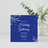 Blue and White Snowflake Square Holiday Gathering Kaart (Staand voorkant)