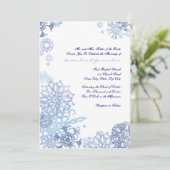 Blue and White Snowflakes Wedding Invitation 3 Kaart (Staand voorkant)
