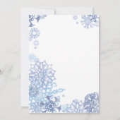 Blue and White Snowflakes Wedding Invitation 3 Kaart (Achterkant)