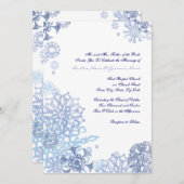 Blue and White Snowflakes Wedding Invitation 3 Kaart (Voorkant / Achterkant)