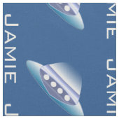Blue and White Spaceship Personalized Pattern Stof (Close Up)