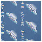 Blue and White Spaceship Personalized Pattern Stof (Swatch)