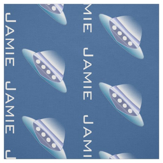Blue and White Spaceship Personalized Pattern Stof (Swatch)